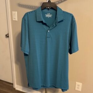 Vineyard Vines Teal Micro-Striped Short Sleeve Polo